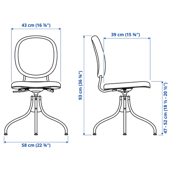 LOMMARP/BJÖRKBERGET Desk/storage element - and beige swivel chair ,