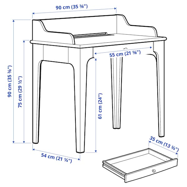 LOMMARP - Desk, dark blue-green, 90x54 cm