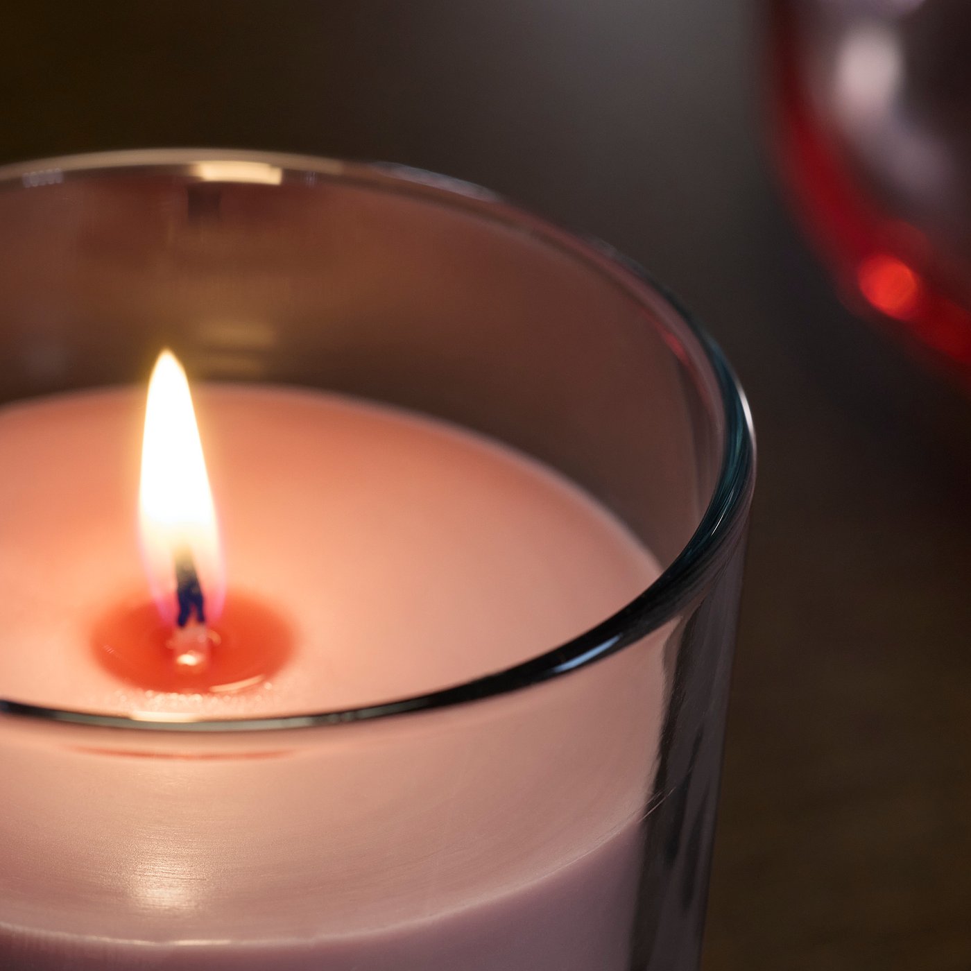 LOTSFÅGEL scented candle in glass, Red berries light pink, 40 hr