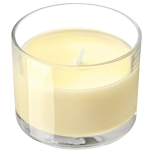 LOTSFÅGEL scented candle in glass, Citrus flower light yellow, 20 hr