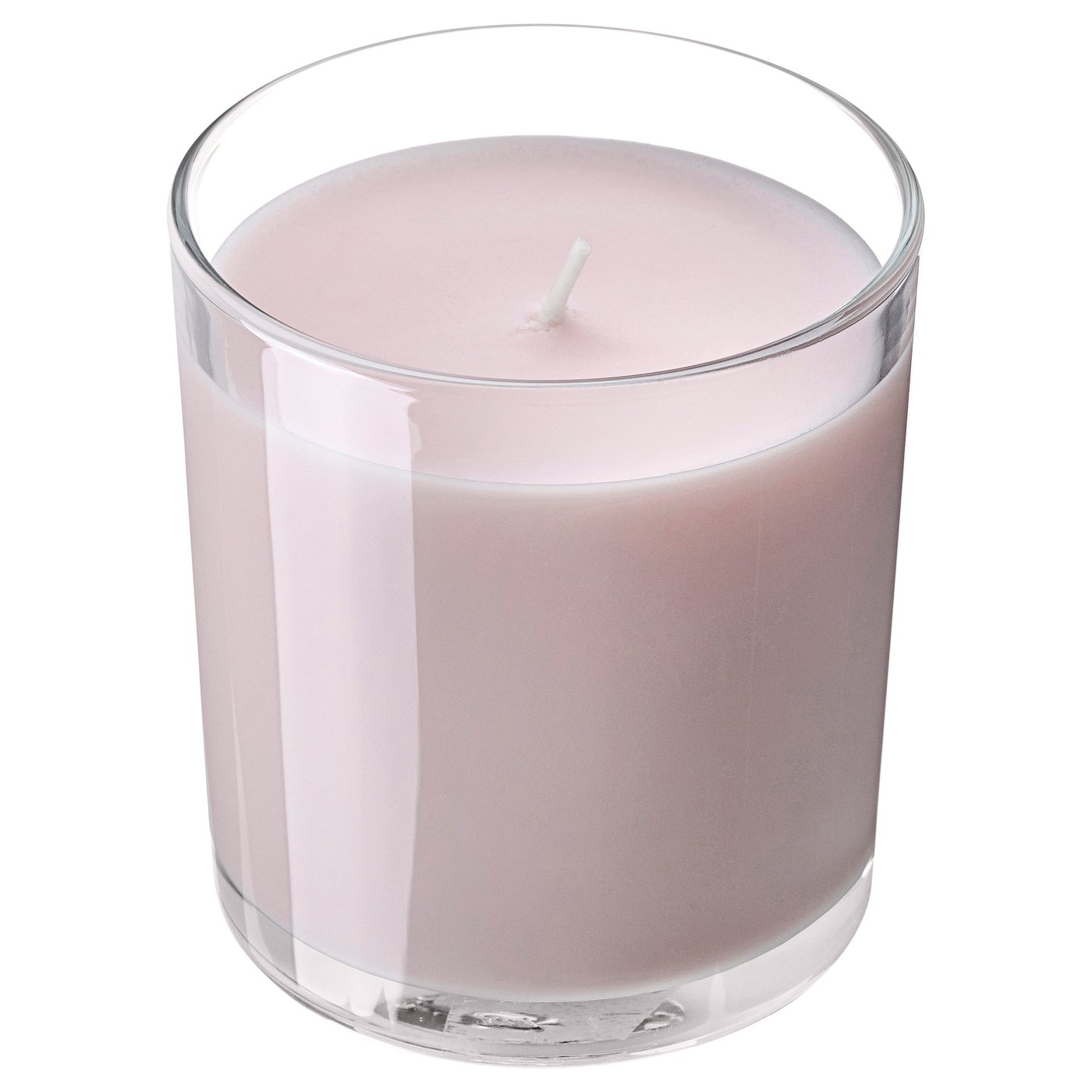 LOTSFÅGEL scented candle in glass, Pink flowers pale pink, 8 cm