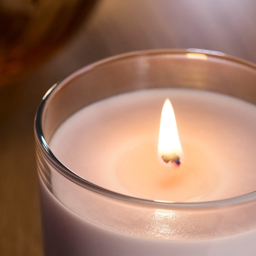 LOTSFÅGEL scented candle in glass, Pink flowers pale pink, 8 cm