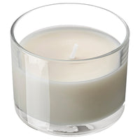 LOTSFÅGEL scented candle in glass, Vanilla pale beige, 20 hr