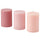LOTSFÅGEL scented pillar candle, Pink flowers pink, 30 hr, 3 pack