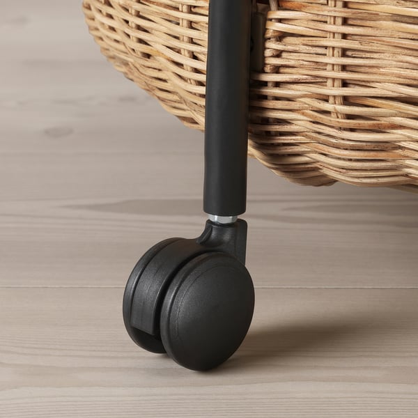 LUBBAN trolley table with storage, rattan/anthracite, 50x50 cm