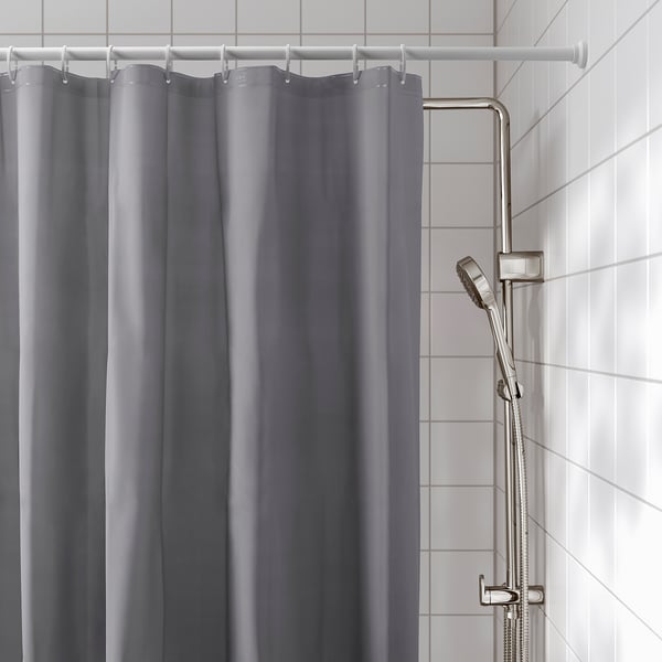 LUDDHAGTORN shower curtain, gray, 180x200 cm