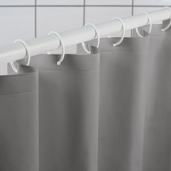 LUDDHAGTORN shower curtain, grey, 180x200 cm