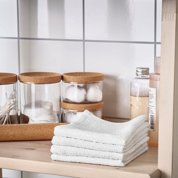 LUDDVIAL washcloth, white, 25x25 cm, 4 pack