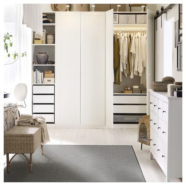 Ikea LUFTFARTYG - Flat woven rug int/east, black/ striped,200x300 cm