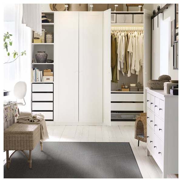 LUFTFARTYG rug flatwoven, in/outdoor, black/stripe, 200x300 cm