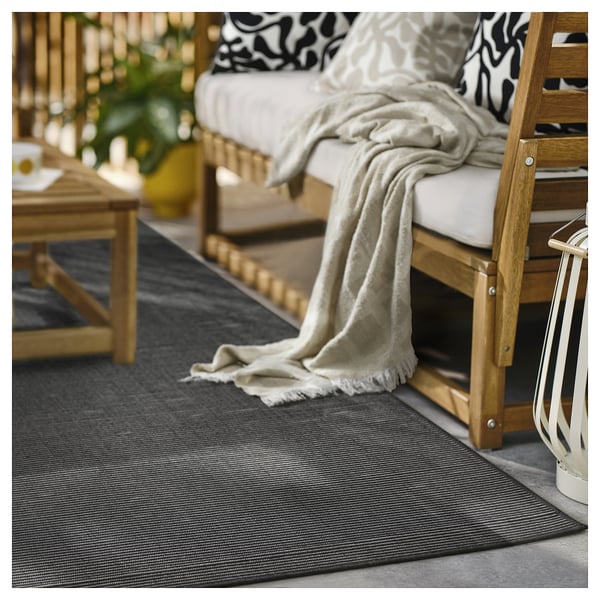 LUFTFARTYG rug flatwoven, in/outdoor, black/stripe, 200x300 cm