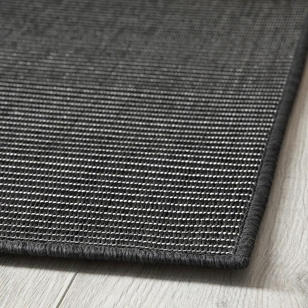 Ikea LUFTFARTYG - Flat woven rug int/east, black/ striped,200x300 cm