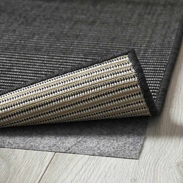 LUFTFARTYG rug flatwoven, in/outdoor, black/stripe, 200x300 cm