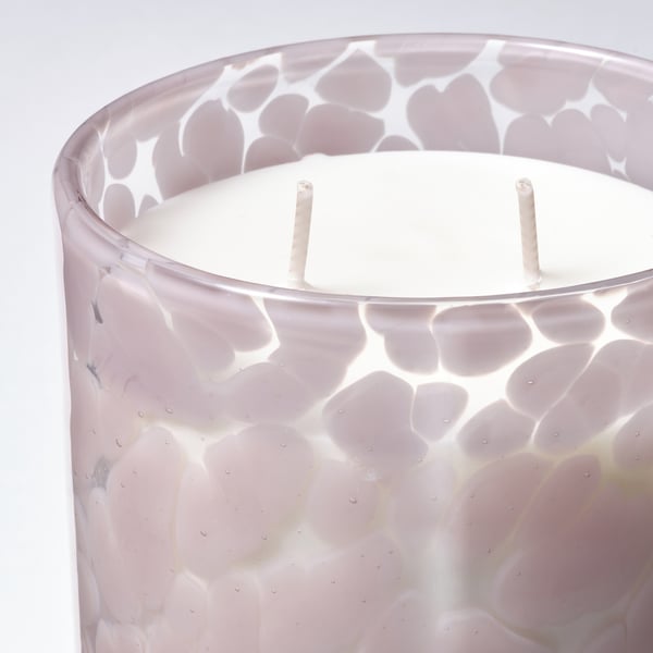 LUGNARE scented candle in glass, 2 wicks, Jasmine/light pink, 50 hr