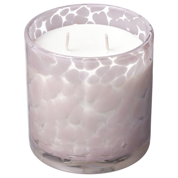 LUGNARE scented candle in glass, 2 wicks, Jasmine/light pink, 50 h