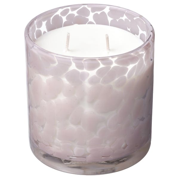 LUGNARE - Scented candle in glass, 2 wicks, Jasmine/light pink, 50 hr