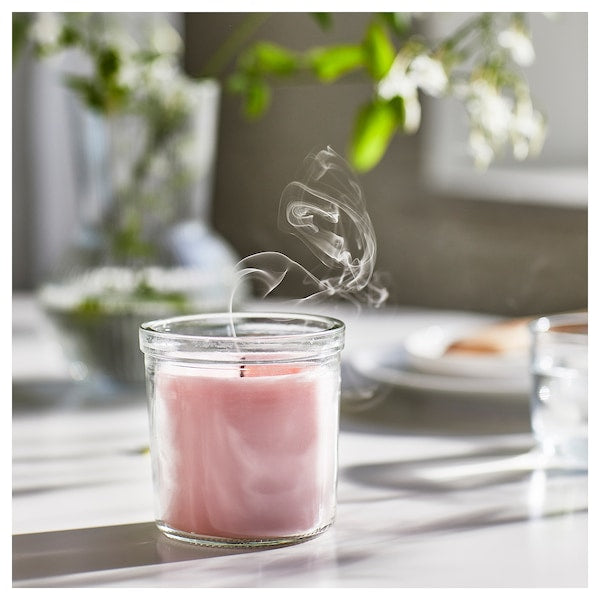 LUGNARE - Scented candle in glass, Jasmine/pink, 40 hr