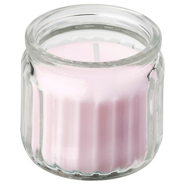 Ikea LUGNARE - Scented candle in glass, Jasmine/pink, 12 hr