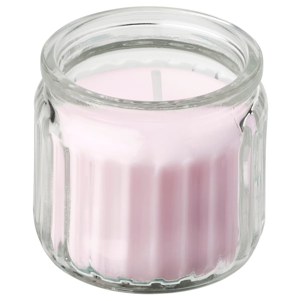 LUGNARE scented candle in glass, Jasmine/pink, 12 h