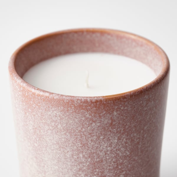 LUGNARE scented candle in ceramic jar, Jasmine/pink, 50 hr