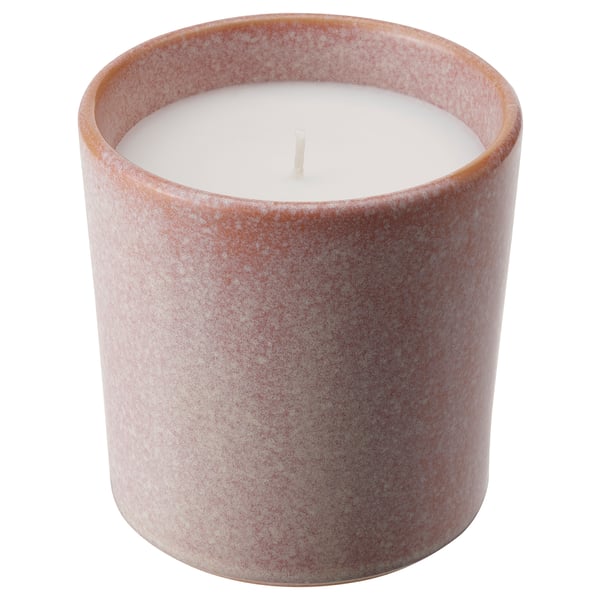 LUGNARE scented candle in ceramic jar, Jasmine/pink, 50 hr