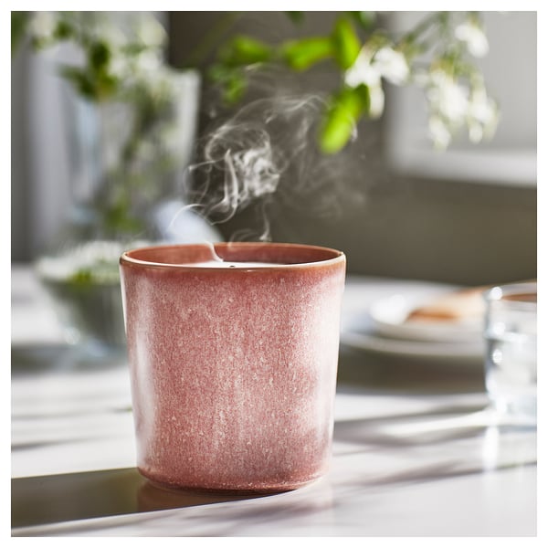 LUGNARE scented candle in ceramic jar, Jasmine/pink, 50 hr