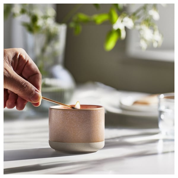 LUGNARE scented candle in ceramic jar, Jasmine/pink, 25 h