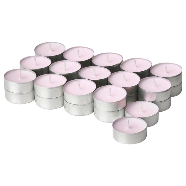 LUGNARE scented tealight, Jasmine/pink, 3.5 hr, 30 pack