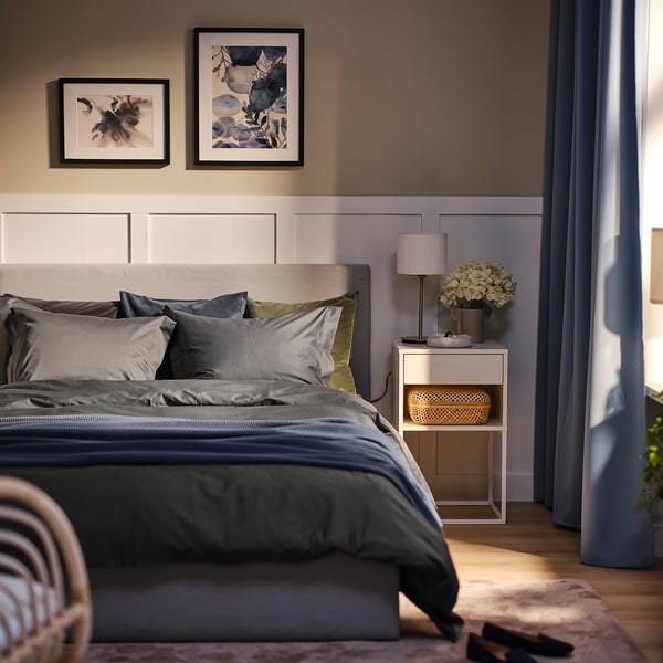 LUKTJASMIN - LUKTJASMIN Duvet cover and 2 pillowcases, dark grey, 240x220/50x80 cm