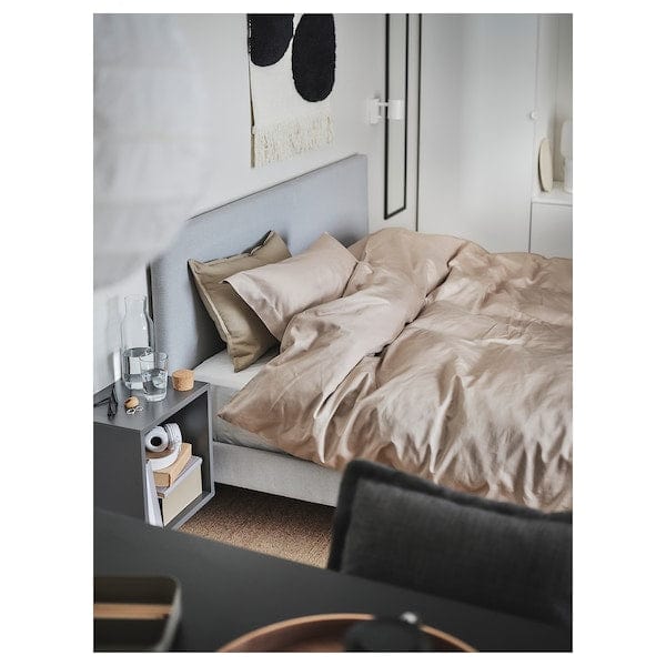 LUKTJASMIN - Duvet cover and pillowcase, grey-beige, 150x200/50x80 cm