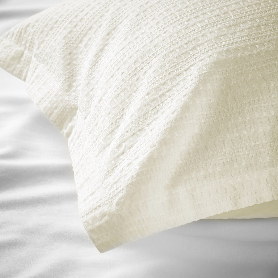 LUKTVICKER duvet cover and 2 pillowcases, white, 240x220/50x80 cm