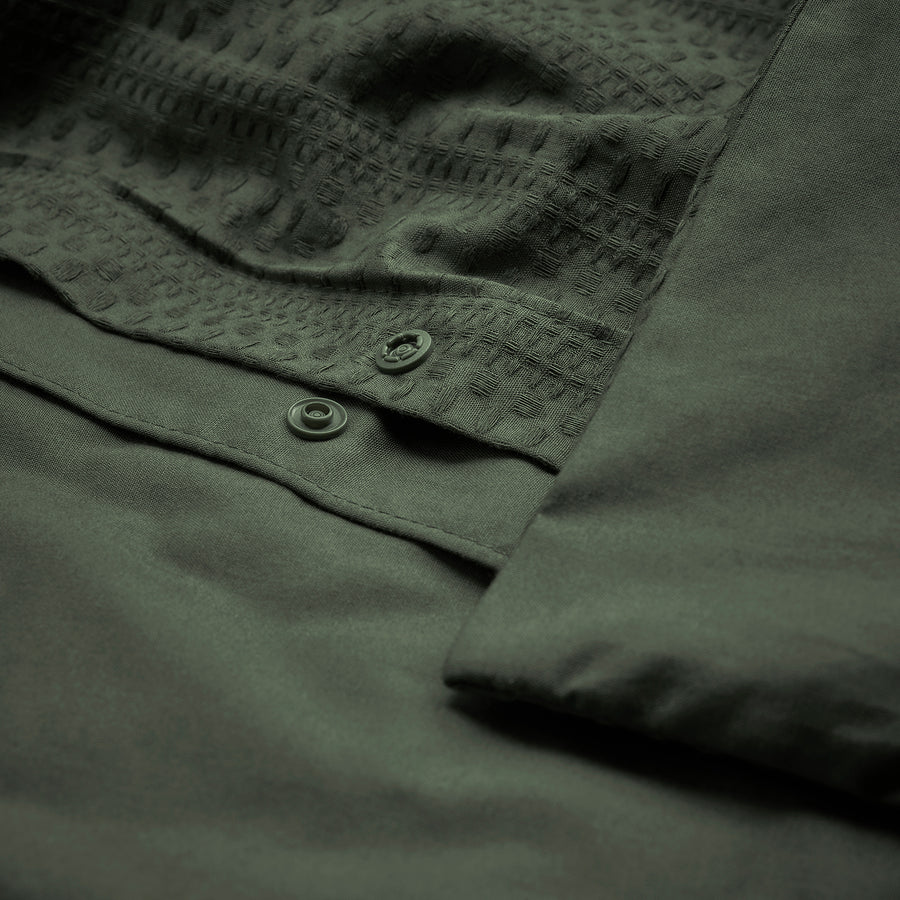 LUKTVICKER duvet cover and 2 pillowcases, dark green, 220x240 cm