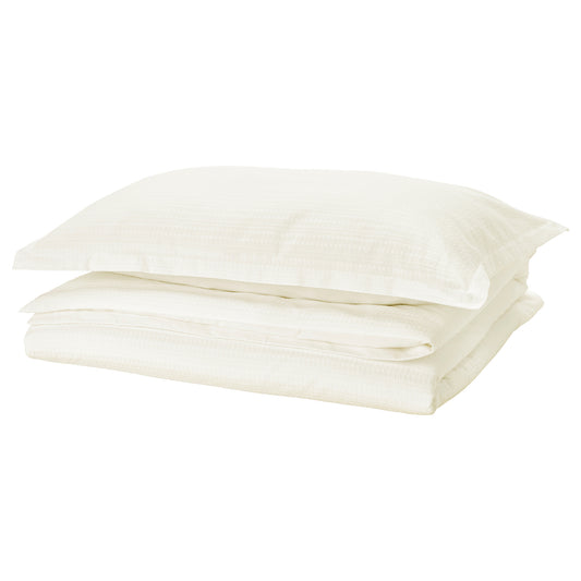 LUKTVICKER duvet cover and pillowcase, white, 150x200/50x80 cm