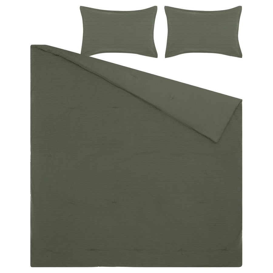 LUKTVICKER comforter set, green, 240x220/50x80 cm