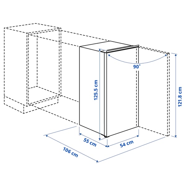 LUMNÄS fridge, IKEA 500 integrated, 205 l
