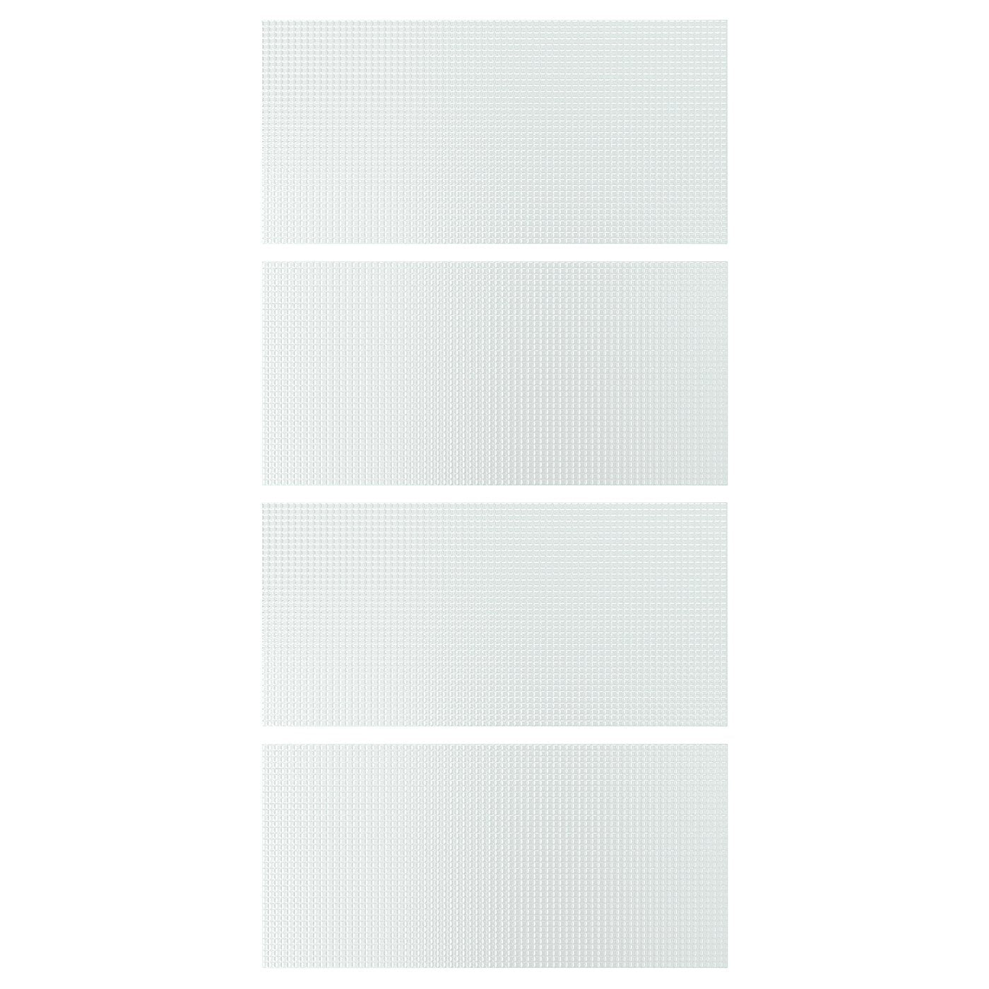 LUNDBRÄSMA 4 panels for sliding door frame, checkered glass, 100x201 cm