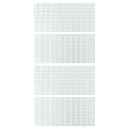 LUNDBRÄSMA 4 panels for sliding door frame, checkered glass, 100x201 cm