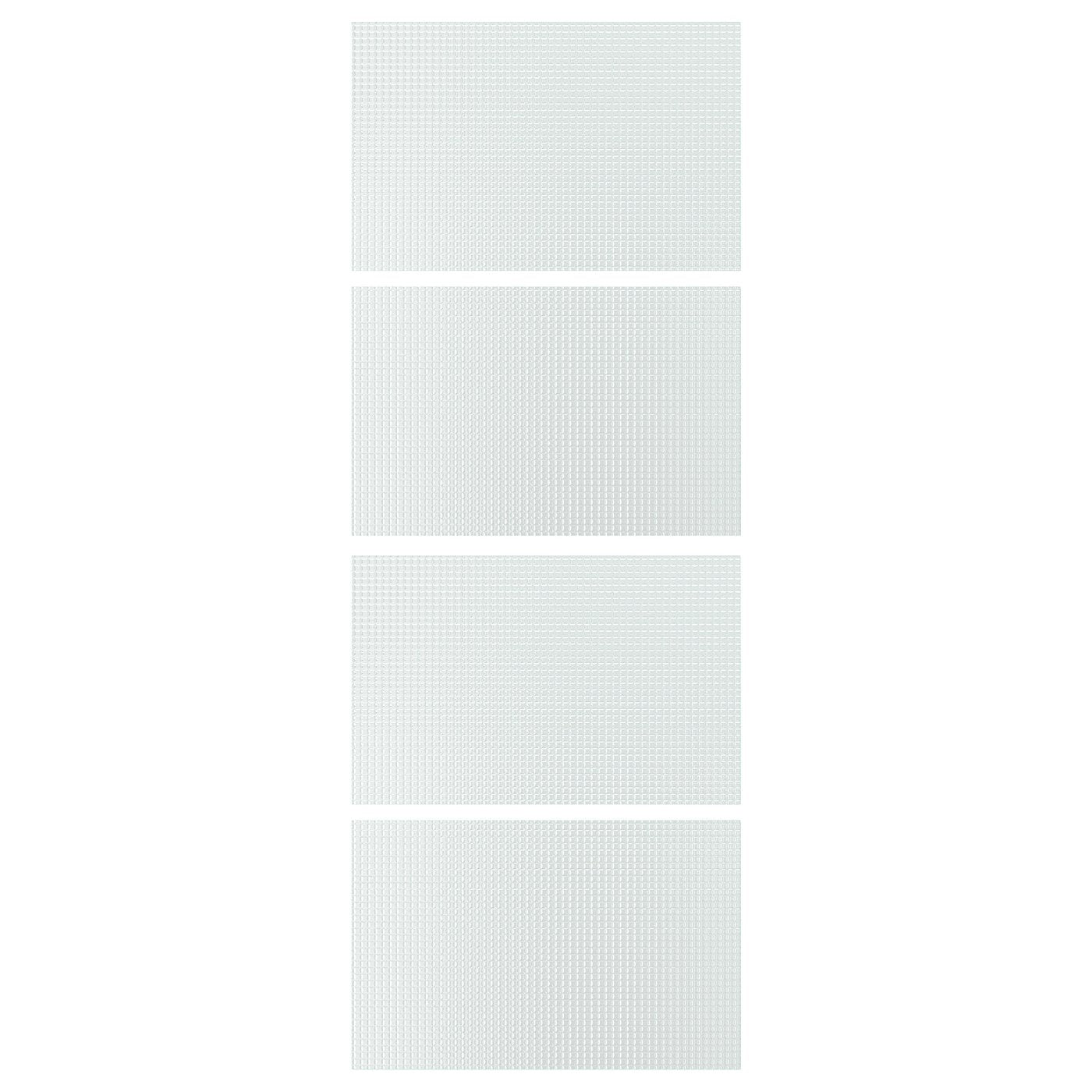 LUNDBRÄSMA 4 panels for sliding door frame, checkered glass, 75x201 cm