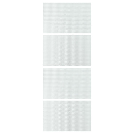 LUNDBRÄSMA 4 panels for sliding door frame, checkered glass, 75x201 cm