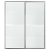 LUNDBRÄSMA pair of sliding doors, aluminium/checkered glass, 200x236 cm