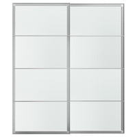 LUNDBRÄSMA pair of sliding doors, aluminium/checkered glass, 200x236 cm