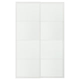 LUNDBRÄSMA pair of sliding doors, white/checkered glass, 150x236 cm