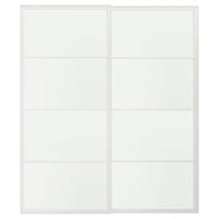 LUNDBRÄSMA pair of sliding doors, white/checkered glass, 200x236 cm
