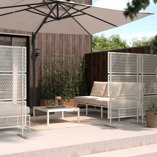 LUNGÖN privacy screen, off-white indoor/outdoor, 140x80x40 cm