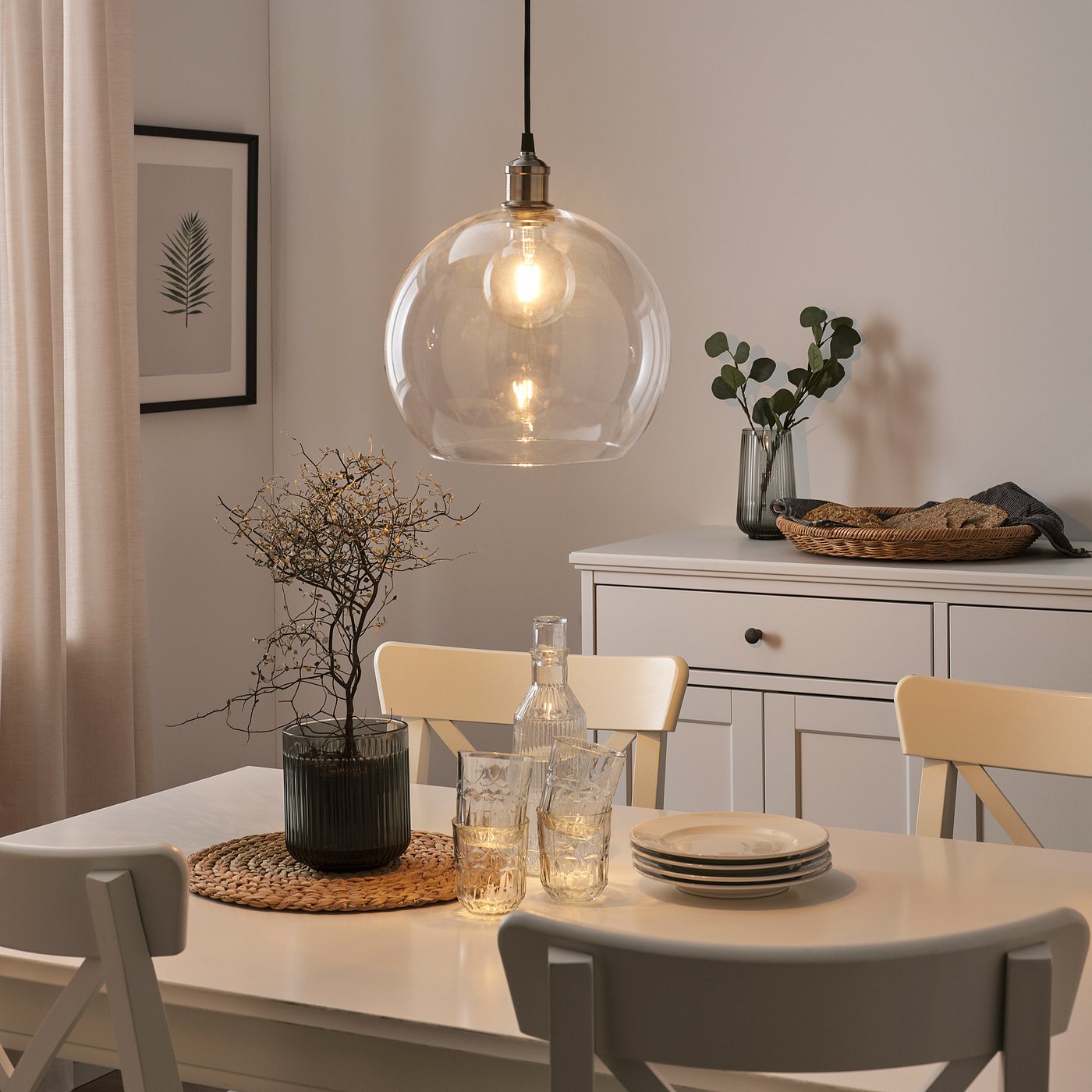 LUNNOM LED bulb E27 470 lumen, dimmable/globe clear glass, 95 mm
