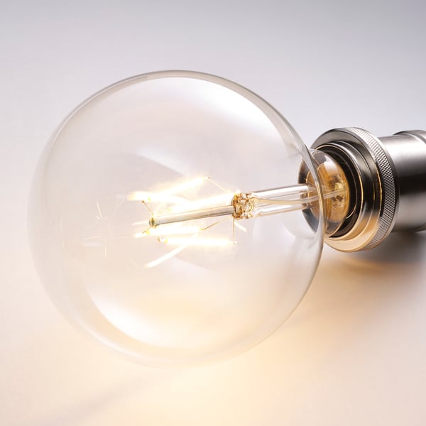 LUNNOM - E27 LED bulb 470 lumens, adjustable luminous intensity/transparent glass globe, 125 mm