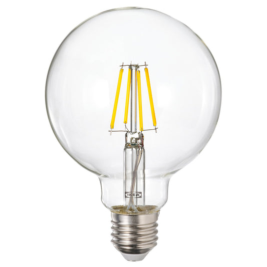 LUNNOM LED bulb E27 470 lumen, dimmable/globe clear glass, 95 mm