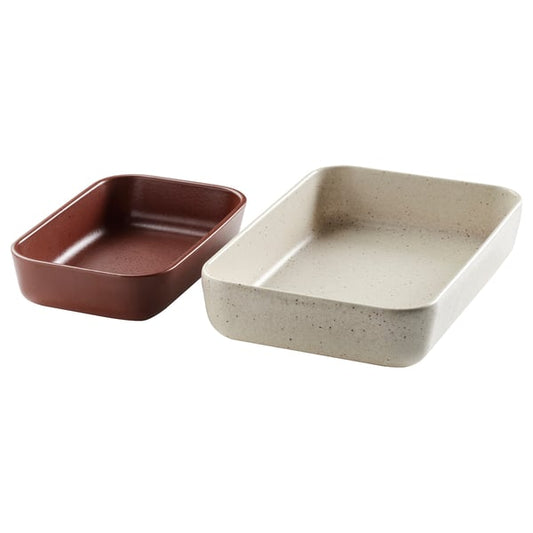 LYCKAD set of 2 ramekins, light beige/reddish