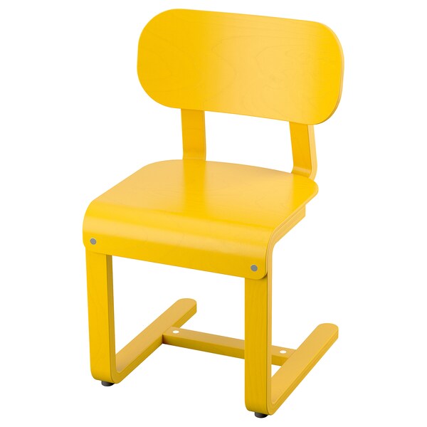 LYCKAN - LYCKAN Chair, yellow/birch veneer