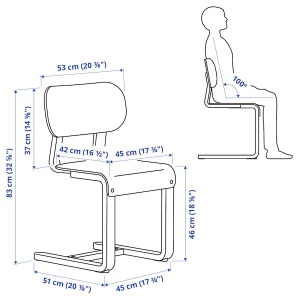 LYCKAN chair, birch veneer, 45x83x51 cm